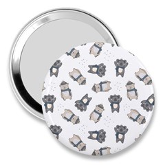 Cute Seamless Pattern With Koala Panda Bear 3  Handbag Mirrors by Pakemis