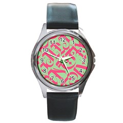 Pattern Ornament Gothic Style Elegant Font Tattoos Round Metal Watch by Pakemis