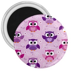 Seamless Cute Colourfull Owl Kids Pattern 3  Magnets by Pakemis