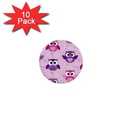 Seamless Cute Colourfull Owl Kids Pattern 1  Mini Buttons (10 Pack)  by Pakemis