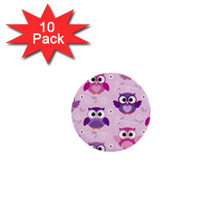 Seamless Cute Colourfull Owl Kids Pattern 1  Mini Buttons (10 pack) 