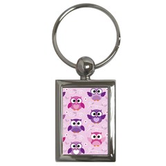 Seamless Cute Colourfull Owl Kids Pattern Key Chain (rectangle)