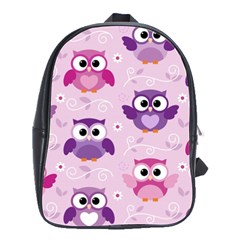 Seamless Cute Colourfull Owl Kids Pattern School Bag (large) by Pakemis