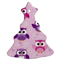 Seamless Cute Colourfull Owl Kids Pattern Christmas Tree Ornament (two Sides) by Pakemis