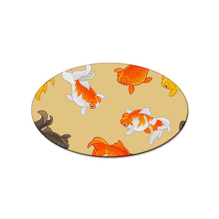 Gold Fish Seamless Pattern Background Sticker Oval (10 pack)