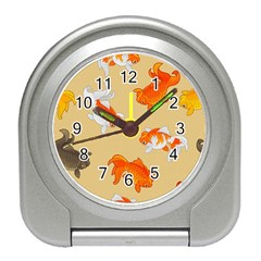 Gold Fish Seamless Pattern Background Travel Alarm Clock by Pakemis