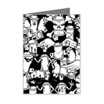 Graffiti Spray Can Characters Seamless Pattern Mini Greeting Card Left