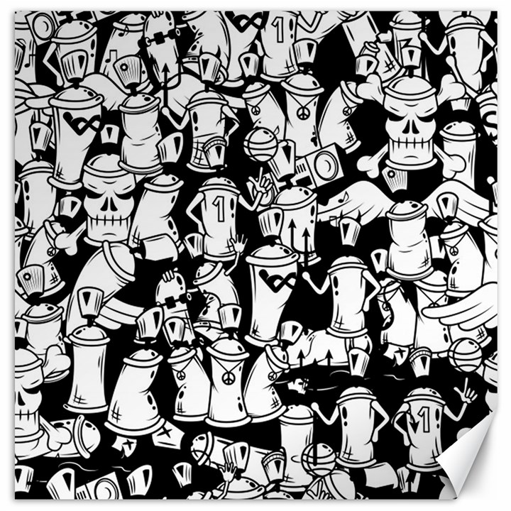 Graffiti Spray Can Characters Seamless Pattern Canvas 16  x 16 