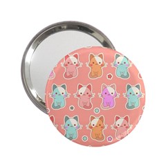 Cute Kawaii Kittens Seamless Pattern 2 25  Handbag Mirrors by Pakemis