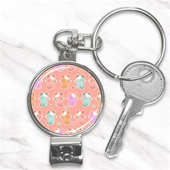 Cute Kawaii Kittens Seamless Pattern Nail Clippers Key Chain