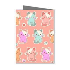 Cute Kawaii Kittens Seamless Pattern Mini Greeting Cards (pkg Of 8) by Pakemis