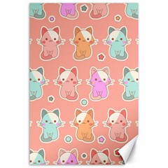 Cute Kawaii Kittens Seamless Pattern Canvas 24  X 36  by Pakemis