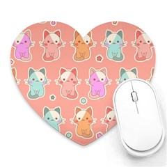 Cute Kawaii Kittens Seamless Pattern Heart Mousepad by Pakemis