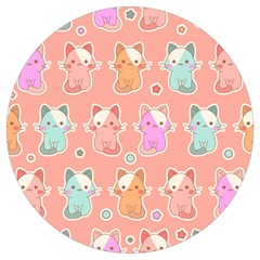 Cute Kawaii Kittens Seamless Pattern Round Trivet by Pakemis