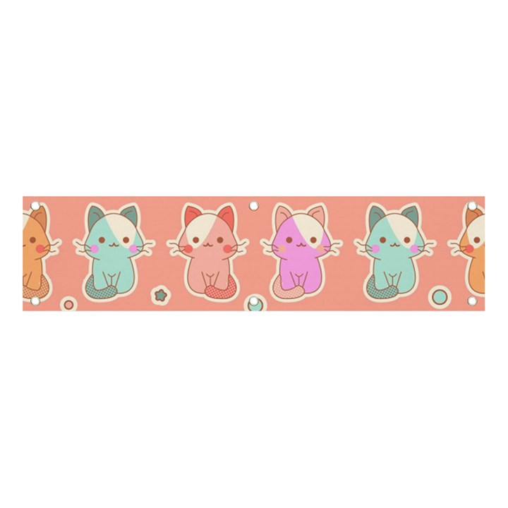 Cute Kawaii Kittens Seamless Pattern Banner and Sign 4  x 1 