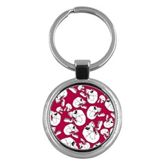 Terrible Frightening Seamless Pattern With Skull Key Chain (round)