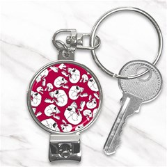 Terrible Frightening Seamless Pattern With Skull Nail Clippers Key Chain