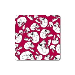 Terrible Frightening Seamless Pattern With Skull Square Magnet by Pakemis