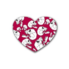 Terrible Frightening Seamless Pattern With Skull Rubber Heart Coaster (4 Pack) by Pakemis