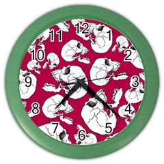 Terrible Frightening Seamless Pattern With Skull Color Wall Clock by Pakemis