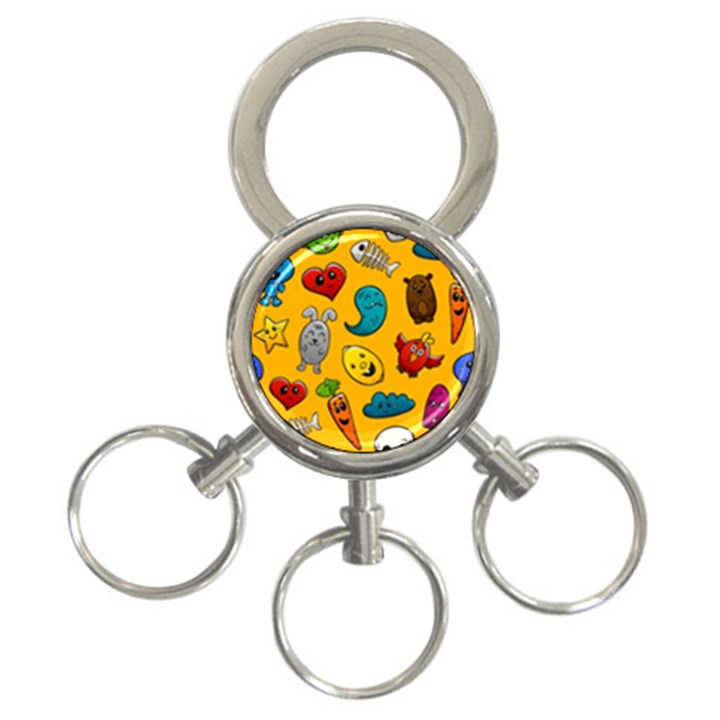 Graffiti Characters Seamless Ornament 3-Ring Key Chain