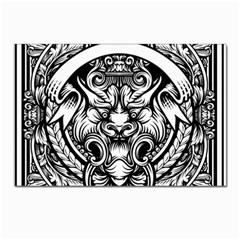 Tiger Illustration Vintage Border Frame Engraving With Retro Ornament Pattern Antique Rococo Style D Postcards 5  X 7  (pkg Of 10)