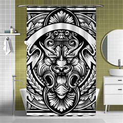 Tiger Illustration Vintage Border Frame Engraving With Retro Ornament Pattern Antique Rococo Style D Shower Curtain 48  X 72  (small)  by Pakemis