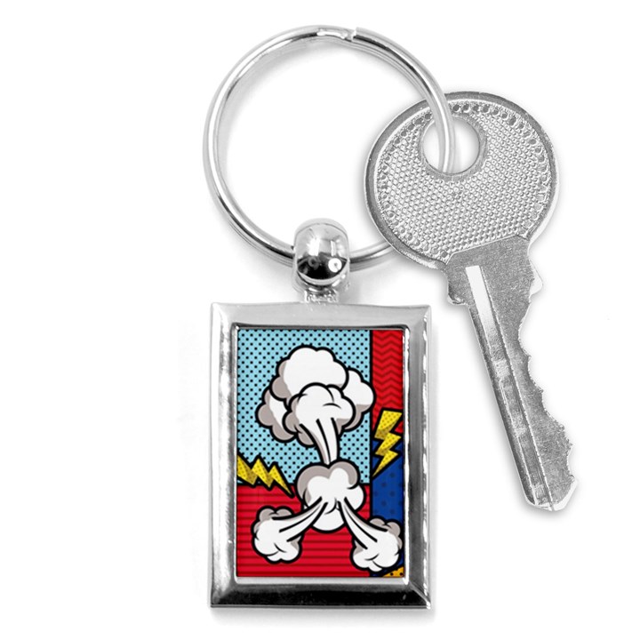 Rays Smoke Pop Art Style Vector Illustration Key Chain (Rectangle)