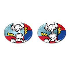 Rays Smoke Pop Art Style Vector Illustration Cufflinks (oval) by Pakemis