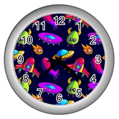 Space Pattern Wall Clock (silver) by Pakemis