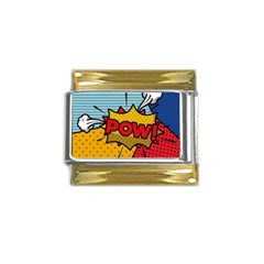 Pow Word Pop Art Style Expression Vector Gold Trim Italian Charm (9mm) by Pakemis