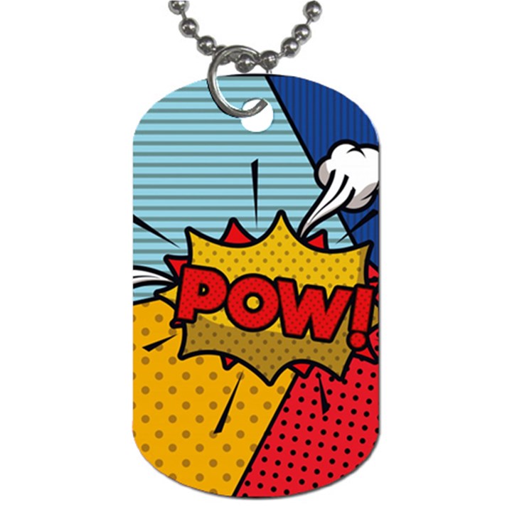 Pow Word Pop Art Style Expression Vector Dog Tag (One Side)