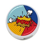 Pow Word Pop Art Style Expression Vector 4-Port USB Hub (One Side) Front