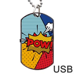 Pow Word Pop Art Style Expression Vector Dog Tag Usb Flash (two Sides) by Pakemis