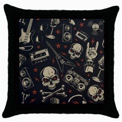 Grunge Seamless Pattern With Skulls Throw Pillow Case (black) by Pakemis