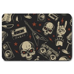 Grunge Seamless Pattern With Skulls Large Doormat by Pakemis