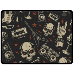 Grunge Seamless Pattern With Skulls Double Sided Fleece Blanket (large) by Pakemis