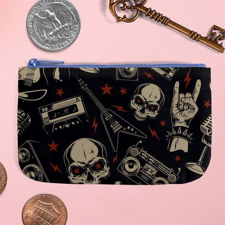 Grunge Seamless Pattern With Skulls Large Coin Purse