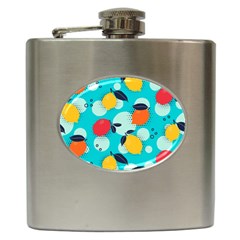 Pop Art Style Citrus Seamless Pattern Hip Flask (6 Oz) by Pakemis