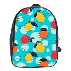 Pop Art Style Citrus Seamless Pattern School Bag (large) by Pakemis