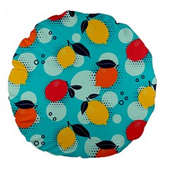 Pop Art Style Citrus Seamless Pattern Large 18  Premium Round Cushions by Pakemis