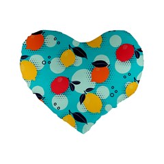 Pop Art Style Citrus Seamless Pattern Standard 16  Premium Heart Shape Cushions by Pakemis