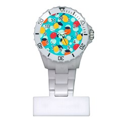 Pop Art Style Citrus Seamless Pattern Plastic Nurses Watch by Pakemis