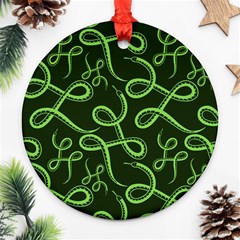 Snakes Seamless Pattern Round Ornament (two Sides) by Pakemis