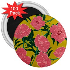 Pink Flower Seamless Pattern 3  Magnets (100 Pack) by Pakemis