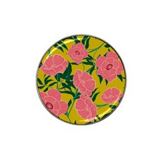 Pink Flower Seamless Pattern Hat Clip Ball Marker by Pakemis