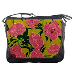 Pink Flower Seamless Pattern Messenger Bag by Pakemis