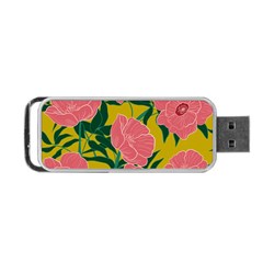 Pink Flower Seamless Pattern Portable Usb Flash (one Side) by Pakemis