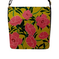 Pink Flower Seamless Pattern Flap Closure Messenger Bag (l) by Pakemis