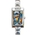 Missile Pattern Rectangle Italian Charm Watch Front